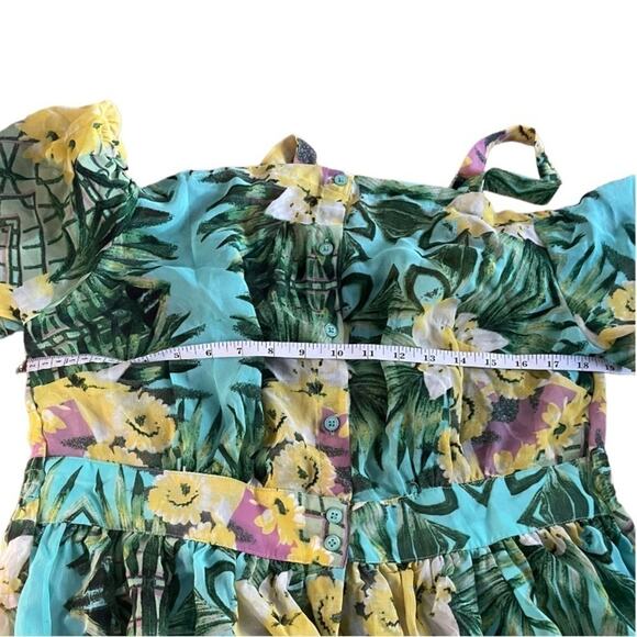 Tropical High low Cold Shoulder Blouse size 14/16 I - Picture 4 of 5